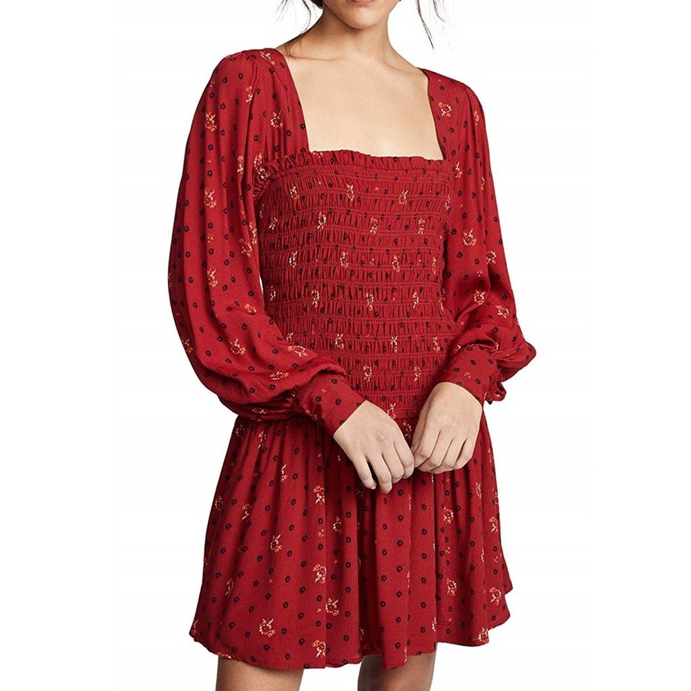 NWT Free People Two Faces Boho Smocked Dress